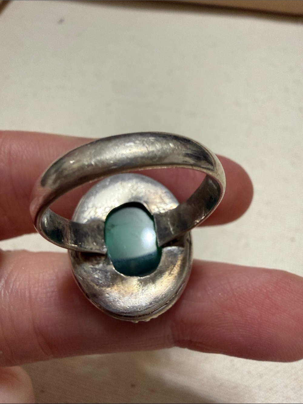 Sterling Silver 925 Green Chalcedony Oval Sterling Ring size 8 - Picture 9 of 10